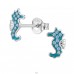 Seahorse with Crystals - 925 Sterling Silver Ear Studs With Stones A4S50708