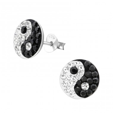 Yin-Yang - 925 Ezüst Fülbevalók Kristállyal A4S9878