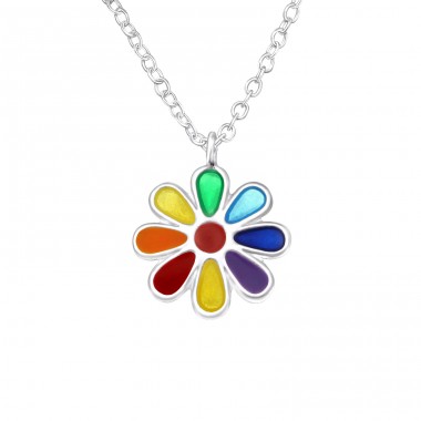 Flower - 925 Sterling Silver Necklaces with silver chains A4S24349