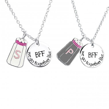 Salz und Pfeffer Best Friends Halsketten-Set - 925er Silber Halsketten für Kinder A4S30447