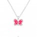 Pink Butterfly - 925 Sterling Silver Necklaces With Silver Chains A4S40443