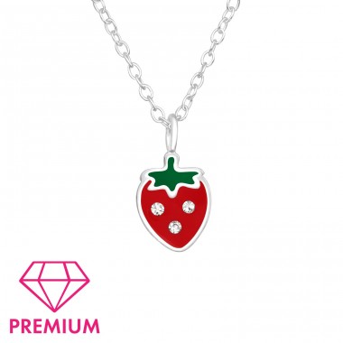 Strawberry - Premium - 925 Sterling Silver Necklaces With Silver Chains A4S42720