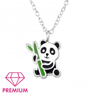 Panda with Bamboo - Premium* - 925 Sterling Silver Necklaces With Silver Chains A4S44864