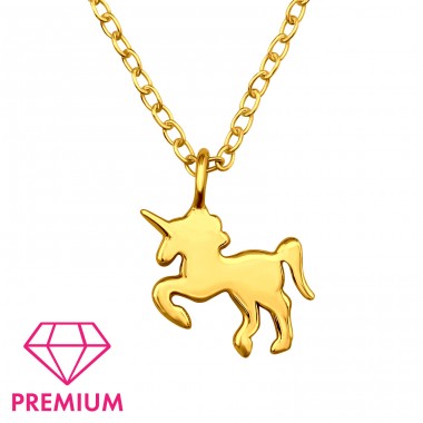 Gold plated Unicorn - Premium* - 925 Sterling Silver Necklaces With Silver Chains A4S45085