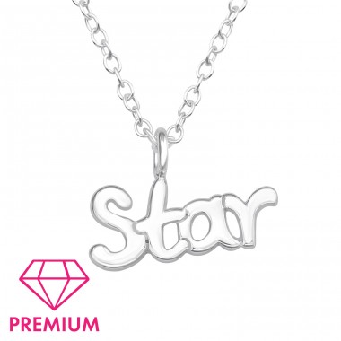 ''Star'' - Premium* - 925 Sterling Silver Necklaces With Silver Chains A4S45302