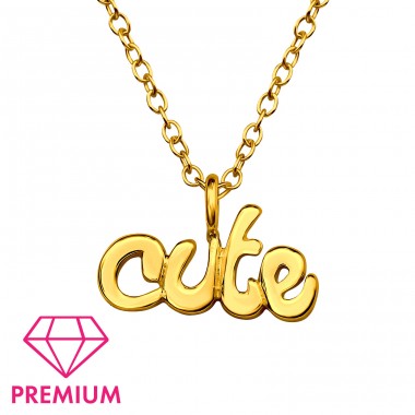 Golden ''Cute'' - Premium* - 925 Sterling Silver Necklaces With Silver Chains A4S45305