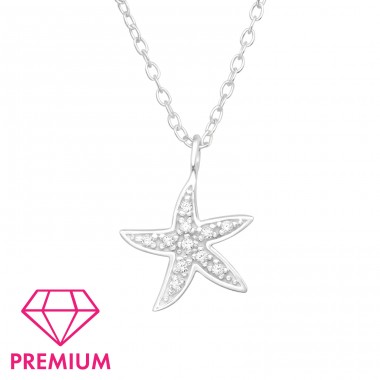 Starfish with zirconia stones - 925 Sterling Silver Necklaces With Silver Chains A4S45822