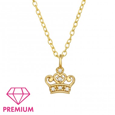 Vergoldete Krone – Premium* – Halsketten aus Sterlingsilber 925 mit Kette A4S46007