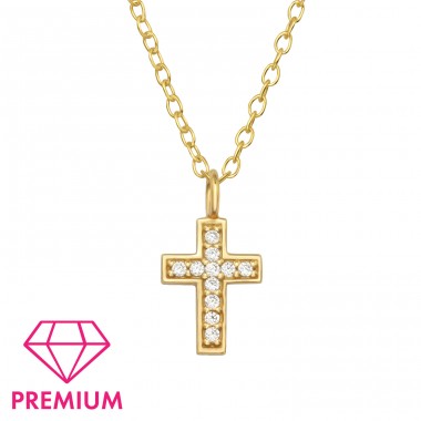 Pozlacený kříž - Premium* - Šperkovní Stříbro 925 Náhrdelníky S Řetízkem A4S46011
