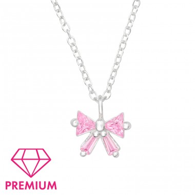 Bow - Premium* - 925 Sterling Silver Necklaces With Silver Chains A4S46034