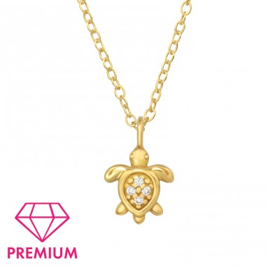 Vergoldete Schildkröte – Premium* – Halsketten aus 925er Sterlingsilber mit Kette A4S46052