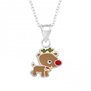 Children's Silver Reindeer 39cm Necklace - 925 Sterling Silver Necklaces With Silver Chains A4S46094