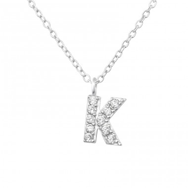 Letter "K" for names - 925 Sterling Silver Necklaces With Silver Chains A4S46135
