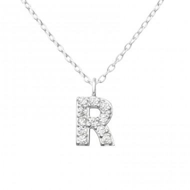 "R" Alphabet Buchstabe - Schmuck 925 Sterling Silber Halsketten mit Kette A4S46137