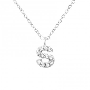 Letter "S" for names - 925 Sterling Silver Necklaces With Silver Chains A4S46140