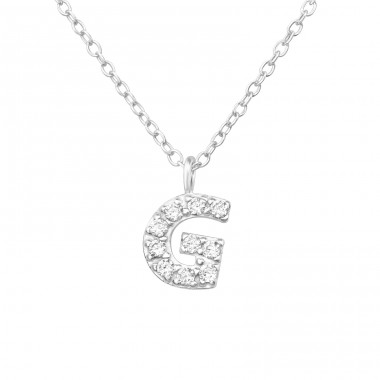 Letter "G" for names - 925 Sterling Silver Necklaces With Silver Chains A4S46141