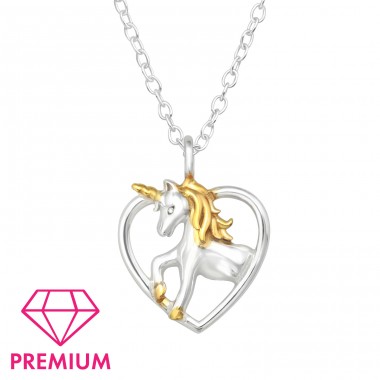 Unicorn Heart - Premium* - 925 Sterling Silver Necklaces With Silver Chains A4S46480