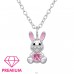 Kaninchen mit Zirkonia – Premium* - 925Er Silber Halsketten Für Kinder A4S50704