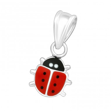 Ladybird - 925 Sterling Silver + Epoxy Colour Pendants For Kids A4S17759
