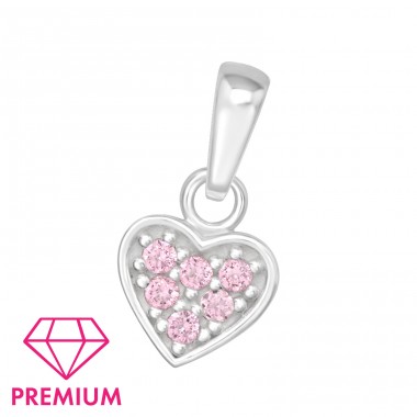 Heart with Zirconia - Premium* - 925 Sterling Silver Pendants For Kids A4S46016