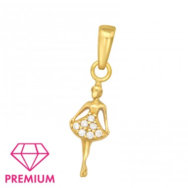 Balerina aurie cu Zirconiu - Premium* - Argint 925 Pandantiv A4S46021