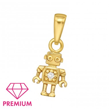 Pozlacený robot- Premium* - Šperkovní Stříbro 925 Přívěsek A4S46033