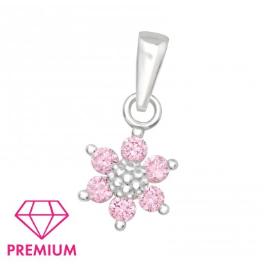 Flower with six round zirconias - Premium* - 925 Sterling Silver Pendants For Kids A4S46044