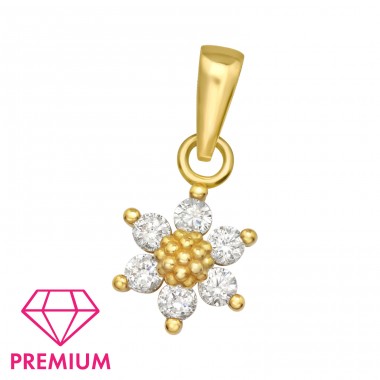 Pozlacená květinka - Premium* - Šperkovní Stříbro 925 Přívěsek A4S46045