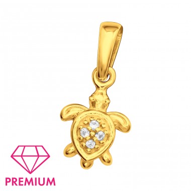 Sea Turtle gold plated - Premium* - 925 Sterling Silver Pendants For Kids A4S46064