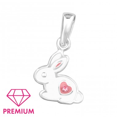 Králík s křišťálem - Premium* - Šperkovní Stříbro 925 Přívěsek A4S46401