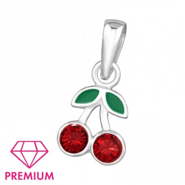 Cherry with stones - Premium* - 925 Sterling Silver Pendants For Kids A4S46449
