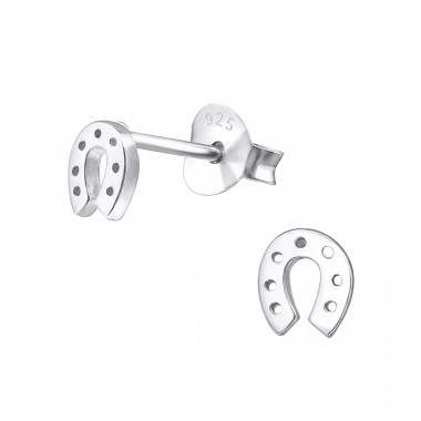 Silbernes Hufeisen - 925er Silber Ohrstecker ohne Steine/Emaille A4S18676