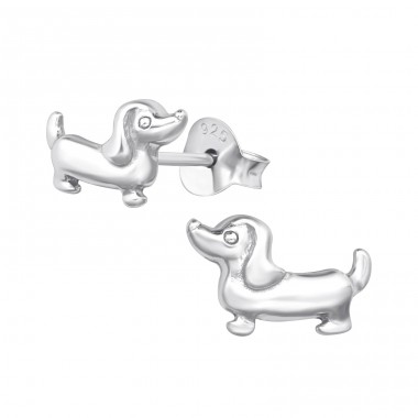 Dog - 925 Sterling Silver Ear Studs without stones A4S18878