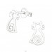 Cat - 925 Sterling Silver Ear Studs without stones A4S18879