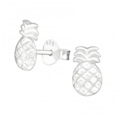 Silberne Ananas - 925er Silber Ohrstecker ohne Steine/Emaille A4S20377
