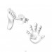 Hand And Foot - Mismatch - 925 Sterling Silver Ear Studs Without Stones A4S20815