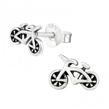 Strieborný Bicykel - Striebro 925 Puzetové náušnice bez kameňa A4S20829