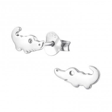 Silbernes Krokodil - 925er Silber Ohrstecker ohne Steine/Emaille A4S20855