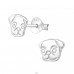 Dog - 925 Sterling Silver Plain Ear Studs A4S26943