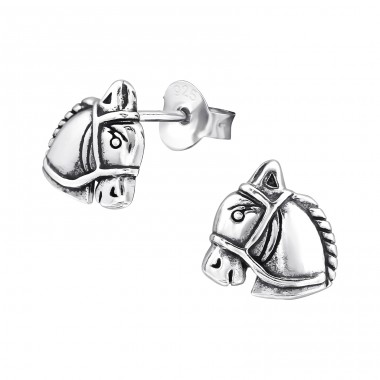 Horse - 925 Sterling Silver Ear Studs without stones A4S27755