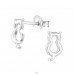 Cat - 925 Sterling Silver Ear Studs without stones A4S28612
