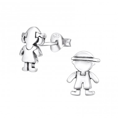 Boy And Girl - 925 Sterling Silver Ear Studs without stones A4S30747