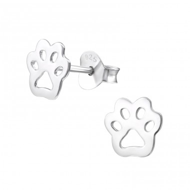 Paw Print - 925 Sterling Silver Ear Studs without stones A4S31737