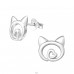 Katze - 925er Silber Ohrstecker ohne Steine/Emaille A4S33777