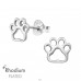 Paw Print - 925 Sterling Silver Plain Ear Studs A4S38759