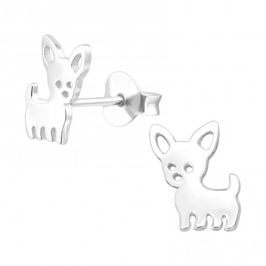 Hund - Silber 925 Einfache Ohrstecker A4S40473