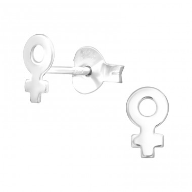 Female Gender Sign - 925 Sterling Silver Ear Studs for kids A4S41454