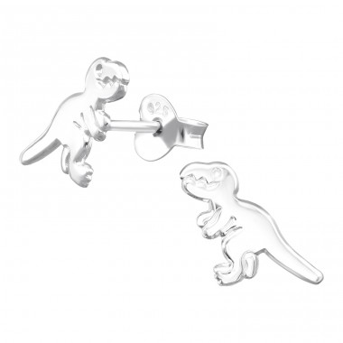 T-rex Dinosaur - 925 Sterling Silver Ear Studs Without Stones A4S42963