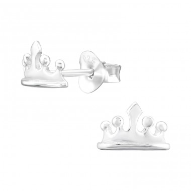 Silber Prinzessin Krone - Ohrstecker aus 925er Sterlingsilber ohne Stein A4S43518