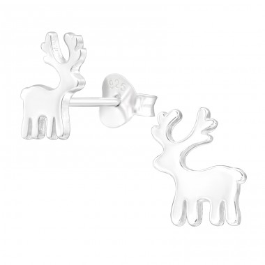 Silbernes Rentier - Schmuck Ohrstecker aus Silber 925 ohne Stein A4S43522